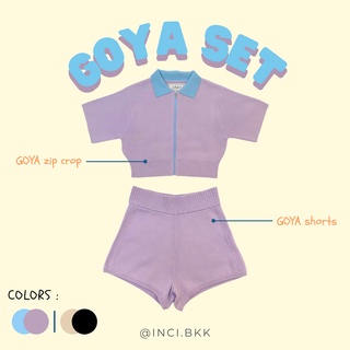 (inci.bkk) GOYA SET in Purple💜 เซ็ทเสื้อซิปทูโทน+กางเกงknit