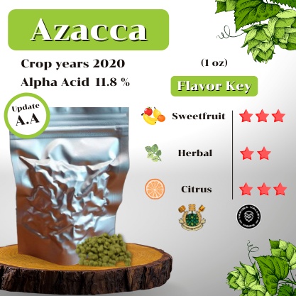 Azacca US 1 oz. (บรรจุด้วยระบบสูญญากาศ) Crop years 2020