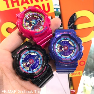 CASIO BABY-G นาฬิกาข้อมือผู้หญิง สายเรซิ่น รุ่น BA-112-1A-สีดำ BA-112-2A สีน้ำเงิน BA-112-4A สีชมพู