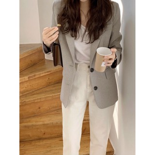 (พร้อมส่ง L) Harbor gray blazer