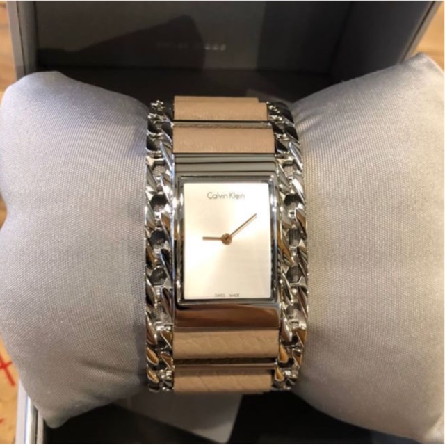 (ผ่อน0%) นาฬิกา CALVIN KLEIN Impeccable  Ladies Two Tone Leather and Steel Watch K4R231X6 Swissmade 