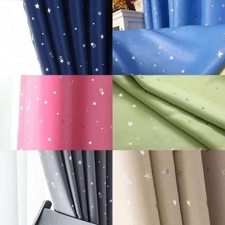 i2shop ผ้าม่านทึบบังแดด กันร้อนUV ม่านหน้าต่าง ม่านประตู ⭐พิมพ์ดาว (ห่วงตาไก่พร้อมใช้) เนื้อผ้าสวย >ส่งของทุกวัน<
