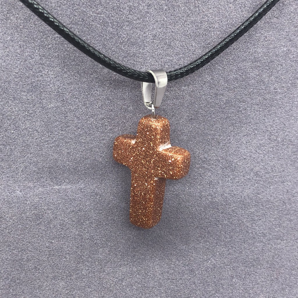 จี้หินธรรมชาติข้ามจี้อุปกรณ์ DIY สร้อยคอหินทรายสีฟ้าอาเกต Cross pendant