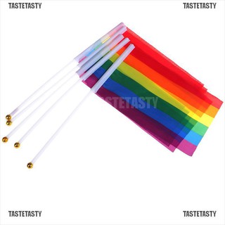 Tastetasty ธงแบนเนอร์ LGBT สีรุ้ง แบบมือถือ 5 ชิ้น