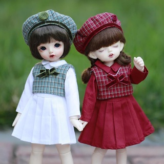 1:6 Bjd ชุดเสื้อกั๊กหมวกชุดเสื้อผ้าลายสก๊อตสไตล์อังกฤษสําหรับตกแต่งตุ๊กตา