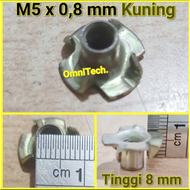"1 Pc" T Tee Nut เฟอร์นิเจอร์ Claw ไม้ปลูก M5 x 0.8 มม. M5x0.8 สีเหลือง