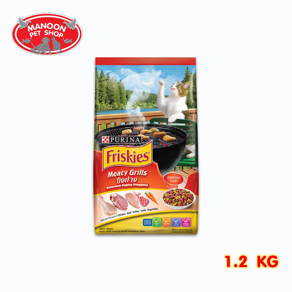 สินค้ารวมส่งฟรี⚡ [MANOON] Friskies Meaty Grill 1.2kg สูตรปิ้งย่าง ❤️ 🚛COD.เก็บเงินปลายทาง