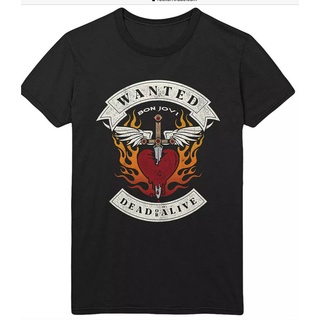 T-shirt  เสื้อยืด พิมพ์ลาย Bon Jovi Wanted Dead Or Alive หลากสี เลือกลายได้ คุณภาพสูงS-5XL