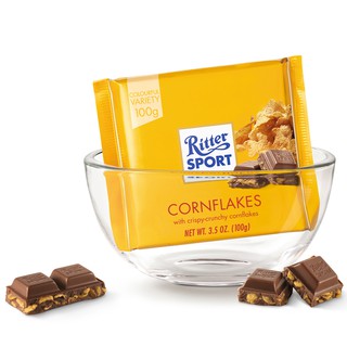 ริตเทอร์ สปอร์ต ช็อกโกแลตนมผสมเกล็ดข้าวโพด Ritter Sport Milk Chocolate with Crispy Corn Flakes 100 กรัม