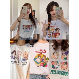 เสื้อยืด แขนสั้น ฟรีไซส์ ลาย Disney Princess