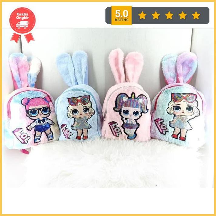 MATA Lol Girls Bunny Fur Backpack with Led Eyes (Light Up Eyes) Jneny789
