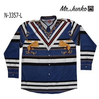 ⚡ ส่งฟรี⚡เชิ้ตผู้ชายแขนยาว งานต่อลาย Mr-Junko ผ้านิ่ม ใส่สบายไม่ร้อน N-3357-L