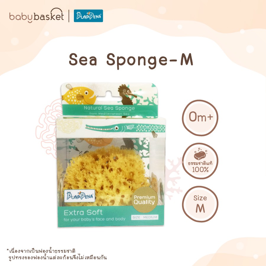 ฟองน้ำธรรมชาติ 100% ถนอมผิวเด็ก Punapena Sea Sponge Honeycomb ขนาด M อ่อนโยน บริสุทธิ์สำหรับทารก