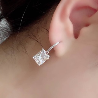 ต่างหูเพชร CZ เพชร princess cut สวยๆ ใส่ได้ everyday loo