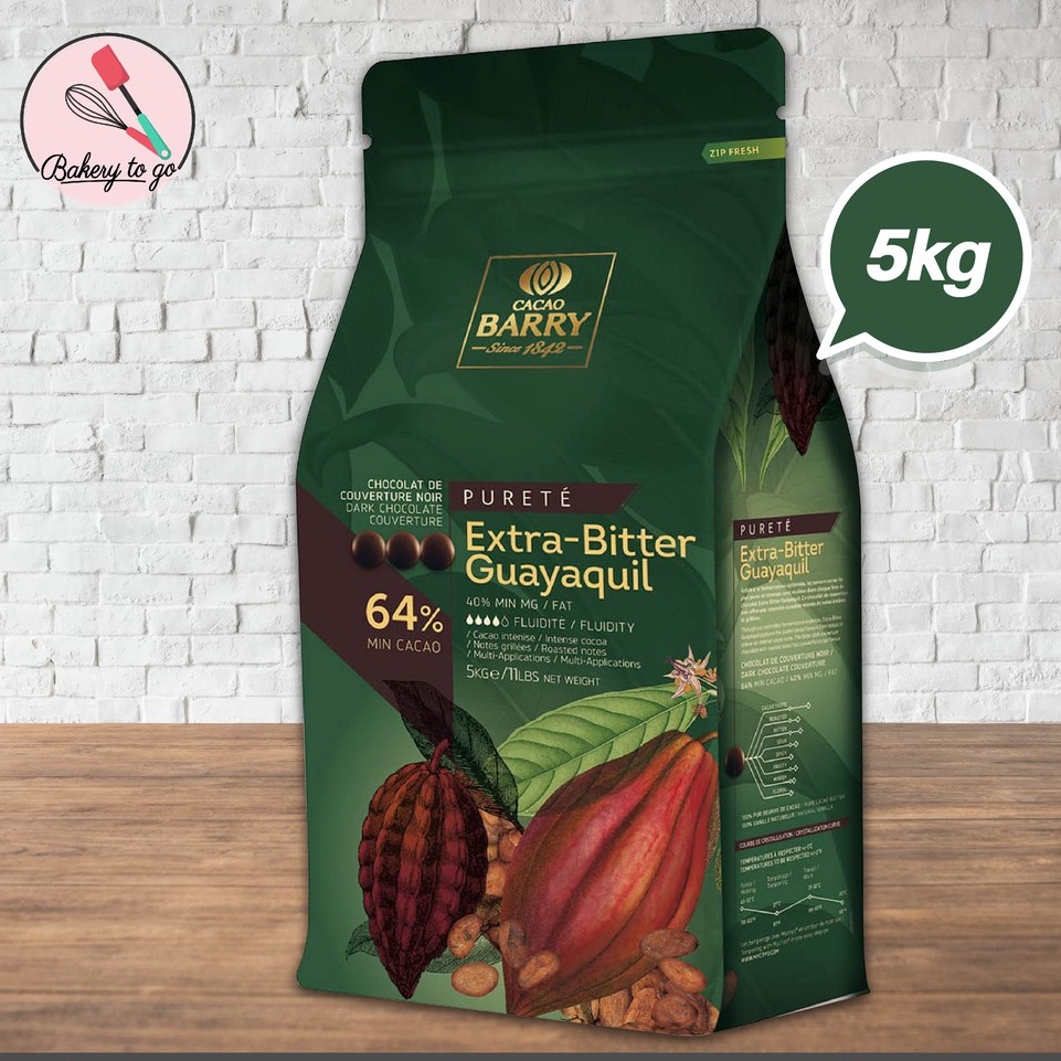 Bakery to Go ช็อคโกแลต Cacao Barry Extra- Bitter Guayaquil 64% ขนาด 5kg **จัดส่งโดยรถเย็น**