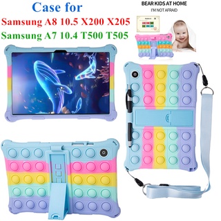 เคสซิลิโคน พร้อมขาตั้ง สําหรับ Samsung Galaxy Tab A8 10.5 Case AM-X200 X205 Galaxy Tab A7 10.4 T500 2021