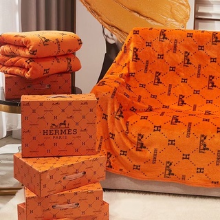 HOT SALE !!! ผ้าห่มนาโน5ฟุต ผ้าห่ม HERMES 2022 ขนาด150*200cm (พร้อมกล่อง) ผ้าห่มแบรนด์เนม ชุดผ้าปูที่นอน รัดมุม Fitted s