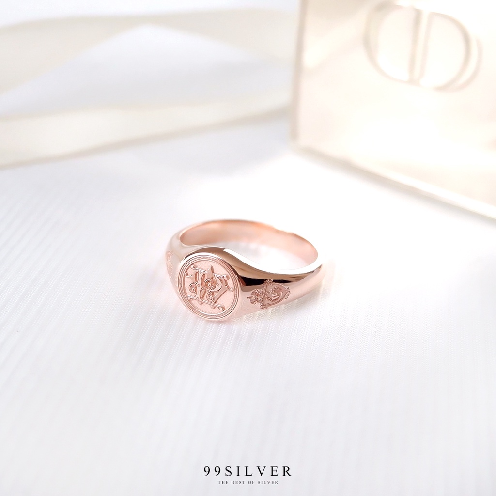 แหวน Signet Ring เลือกแบบลายได้เองตามที่ต้องการ ตัวเรือนหน้ากลม 8x8 มิลลิเมตร (R218)