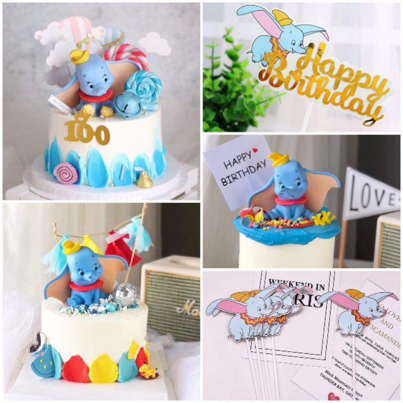 Dumbo elephant Cake Topper Wedding Birthday Party Baby Boy Girl Baby Shower Cake Topper