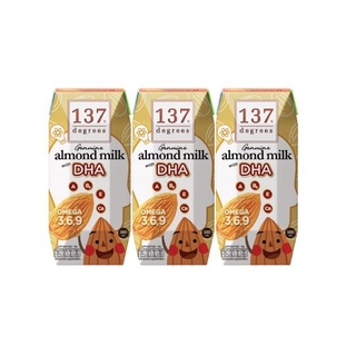 137 Degrees Almond Milk DHA 3x180ml. นมอััลมอนด์ นม นมกล่อง นมยูเอชที