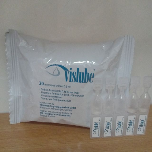 Vislube  น้ำตาเทียม Sodium Hyaluronate 0.18%  แพคละ 30 x0.3 ml.  สินค้าตามรูป