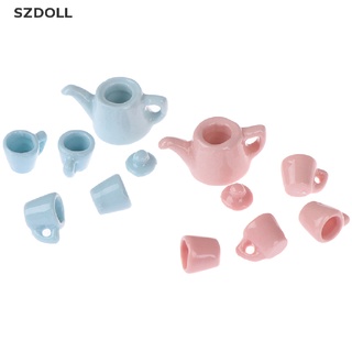 [cxSZDOLL]  5Pcs/set 1:12 Dollhouse miniature modern porcelain tea cup set  DOM