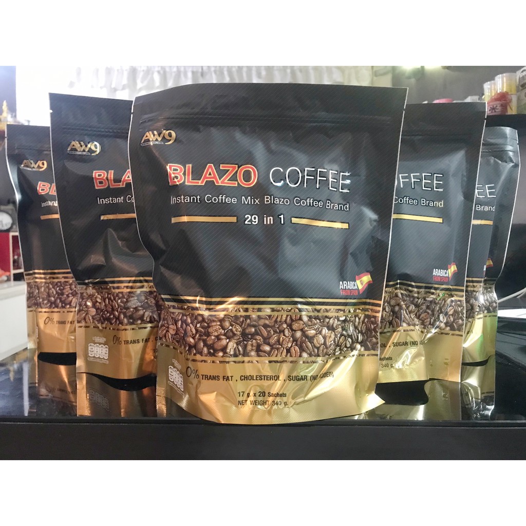Blazo Coffee  เบลโซ่ กาแฟเพื่อสุขภาพ Blazo Coffee Instant Coffee Mix Brand 29 IN 1 (จำนวน  5 ห่อ )