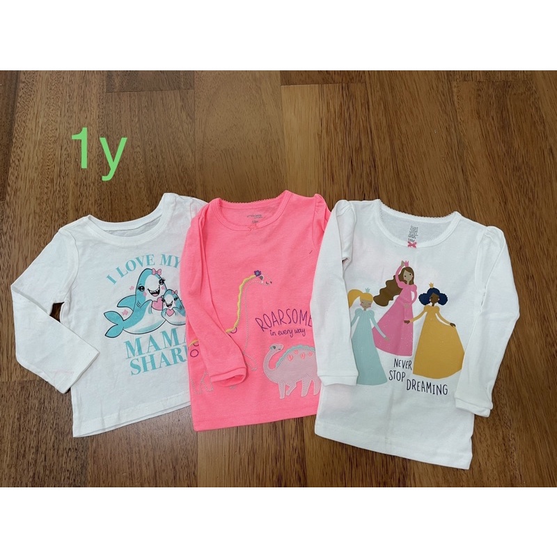 เสื้อยืดแขนยาวเด็กผู้หญิง 1 ขวบ แบรนด์ Place,Carter’s ผ้านิ่มใส่สบาย