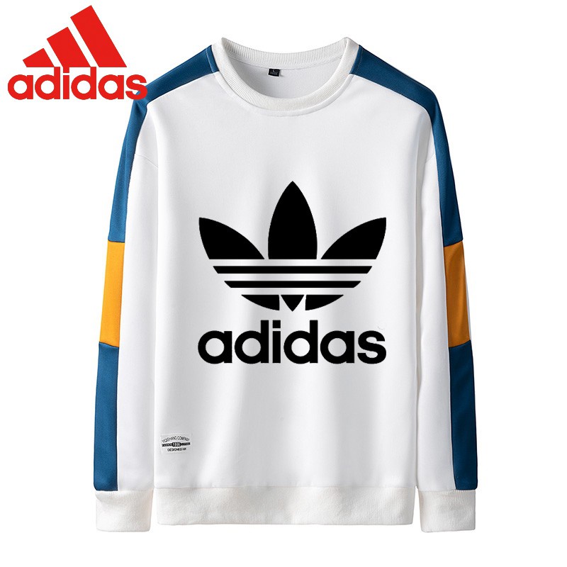 พร้อมส่ง Adidas เสื้อยืดลําลอง แขนยาว คอกลม มีฮู้ด สีตัดกัน สําหรับผู้ชาย