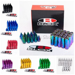 blox 12x1 . 5 spiked 60 มม. อุปกรณ์จูนเนอร์อะลูมิเนียมสําหรับติดล้อรถแข่ง 20 ชิ้น jdm