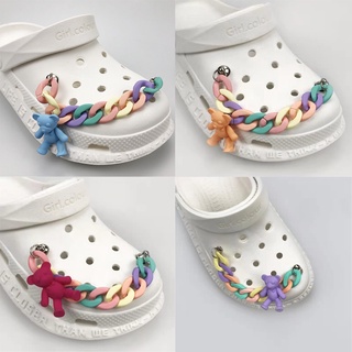 สายโซ่คล้องรองเท้า Crocs Macaron Jibbits Charm Candy Bear Jibits สีรุ้ง แฟชั่นสําหรับผู้หญิง