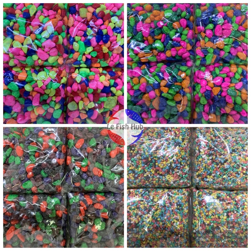 COLOUR STONE & SAND 1KG AQUARIUM DECORATIVE ORANAMENT | BATU WARNA-WARNI HIASA