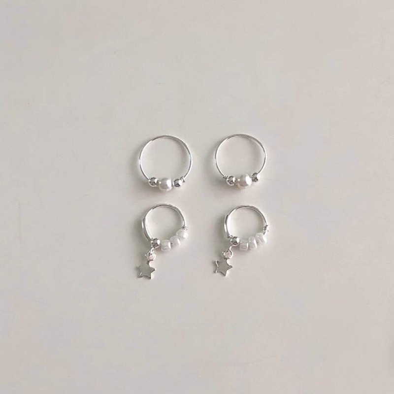 Winterwinter Silver925 : เครื่องประดับเงินแท้925 ต่างหูห่วงเงินประดับมุก