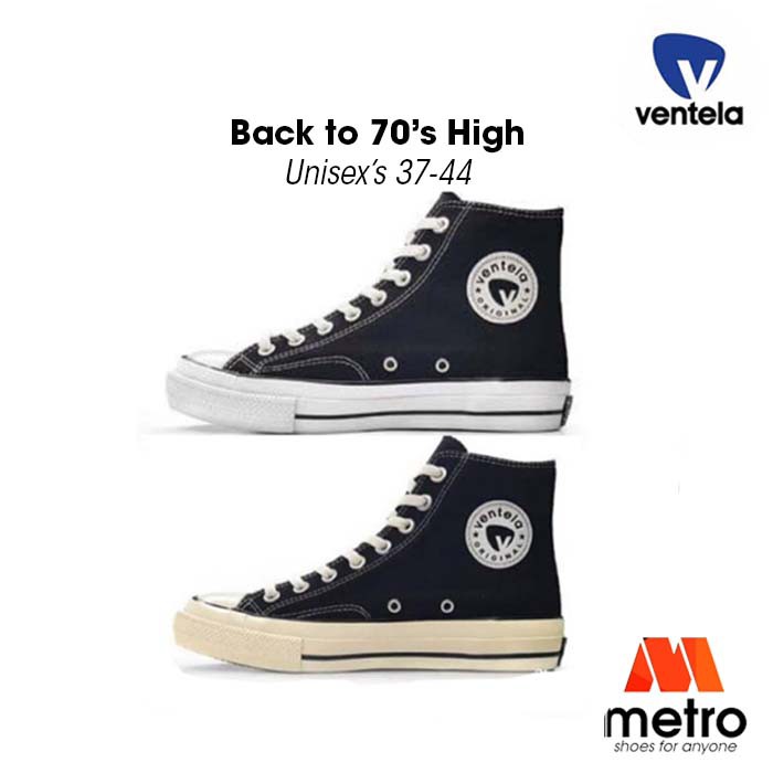 Ventela 70s สีดําสีขาวรองเท้า Ventela 70s High Black Natural Original รองเท้า