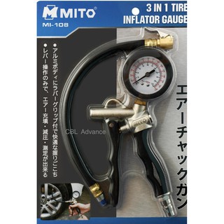 MITO หัวเติมลม+เกจ์วัดลม+ปล่อยลม รุ่น Mi-108 มิโต้ ไต้หวันแท้ 100%