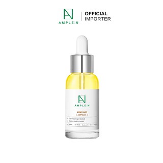 (แท้ 100%/ นำเข้าเอง) AMPLE:N Acne Shot Ampoule เซรั่มปราบสิว ปลอบประโลมผิว ลดอาการอักเสบ ลดจุดด่างดำ 30ml