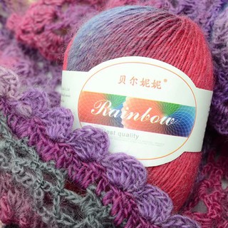 ไหมวูลสีเหลือบ ไหมพรมวูลเหลือบ ไหมRainbow น้ำหนัก 50g Wool Yarn 💥มีเก็บเงินปลายทางค่ะ