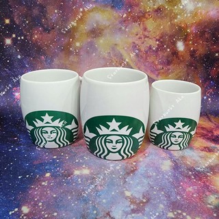 Starbucks White Siren Logo Mug. เซ็ทมัคโลโก้ไซเรน สีขาว3ใบ3ขนาด(ขายยกเซ็ต)