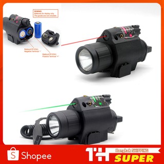 【พร้อมส่งจากไทย/COD】Tactical Red/Green Dot L-aser S“ight LED Flashlight Combo with 20mm Picatinny Rail