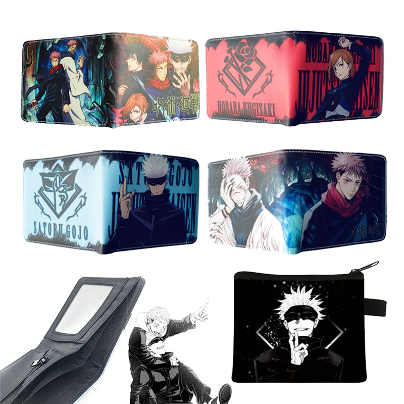 กระเป๋าสตางค์ หนัง PU ลายการ์ตูนมหาเวทย์ผนึกมาร ใส่บัตรเครดิต กุญแจ อุปกรณ์เสริมคอสเพลย์ สําหรับเด็ก