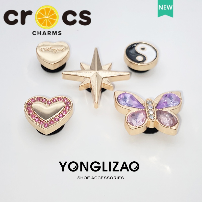 Crocs jibbitz charms โลหะ jibbitzs แฟชั่น รองเท้า ดอกไม้ หัวเข็มขัด crocs ด้านบน โลหะ ตกแต่ง อุปกรณ์เสริม
