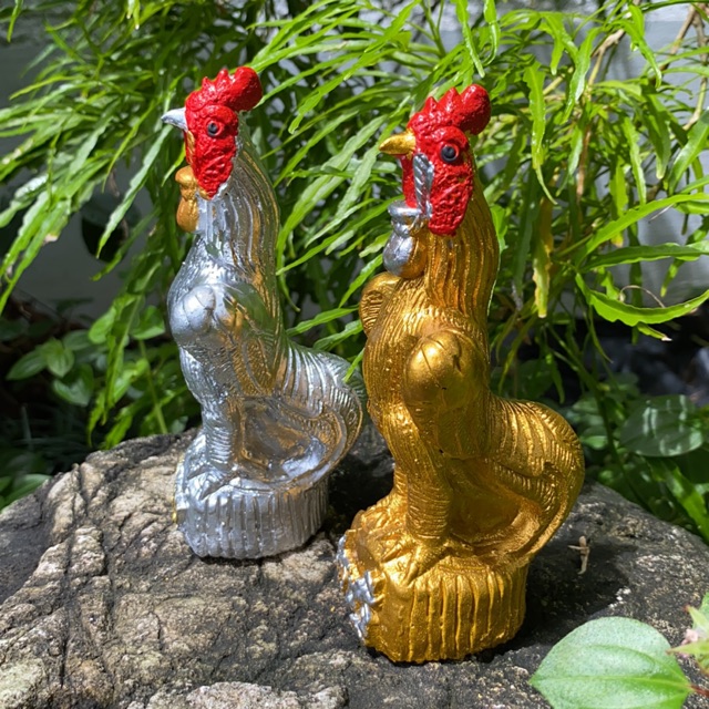 ไก่เงินไก่ทอง ไก่แก้บน ไก่ถวายไอ้ไข่ ขนาดเล็ก (ขนาด 14x6 ซม.) 1 คู่