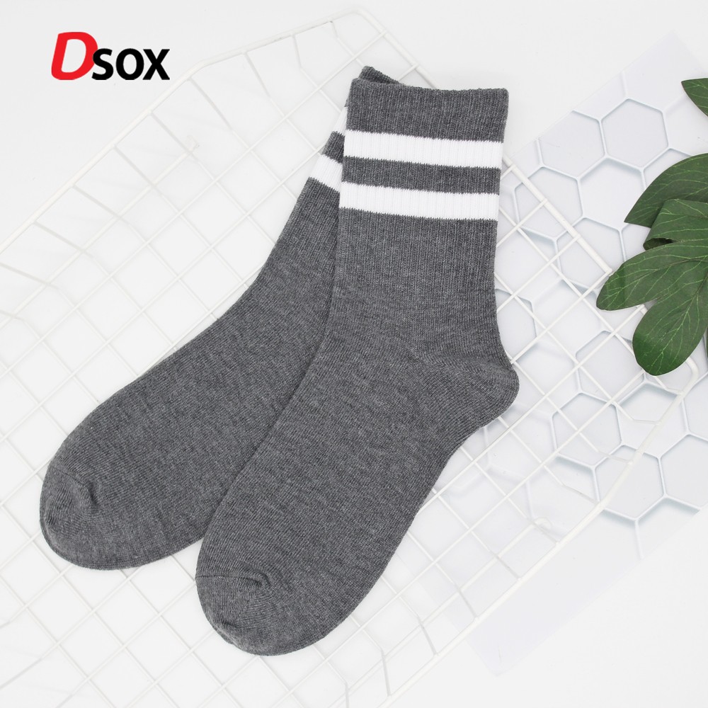 Dsox ถุงเท้าข้อยาว (Old School) สีขาว/เทา/ดำ - แพ็ค 6 คู่ #3