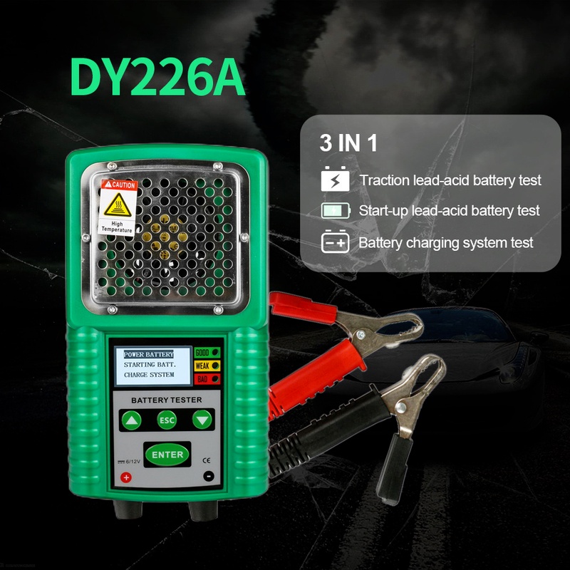 DUOYI DY226A 3-in-1 เครื่องวิเคราะห์แบตเตอรี่รถยนต์ เครื่องทดสอบแบตเตอรี่รถยนต์ แรงดึง / เครื่องทดสอบพลังงานแบตเตอรี่เริ่มต้น ระบบชาร์จ ทดสอบ สําหรับ UPS Battery