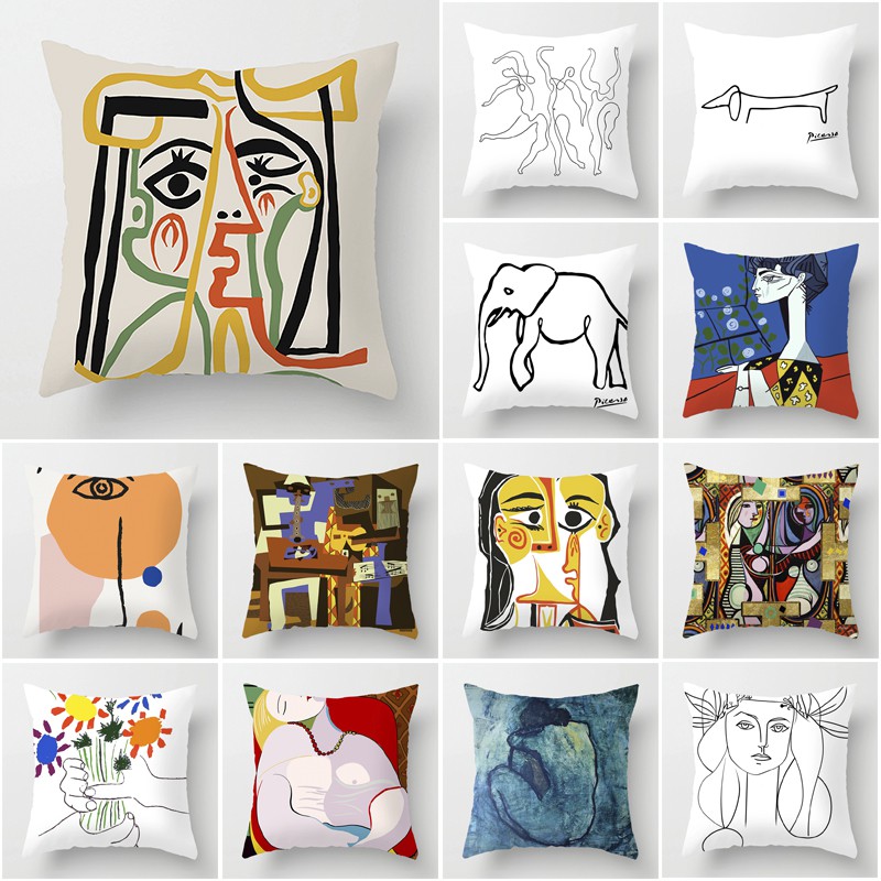 ปลอกหมอน ผ้าโพลีเอสเตอร์ ทรงสี่เหลี่ยม พิมพ์ลาย The art of Pablo Picasso Dove of Peace Guernica ขนาด