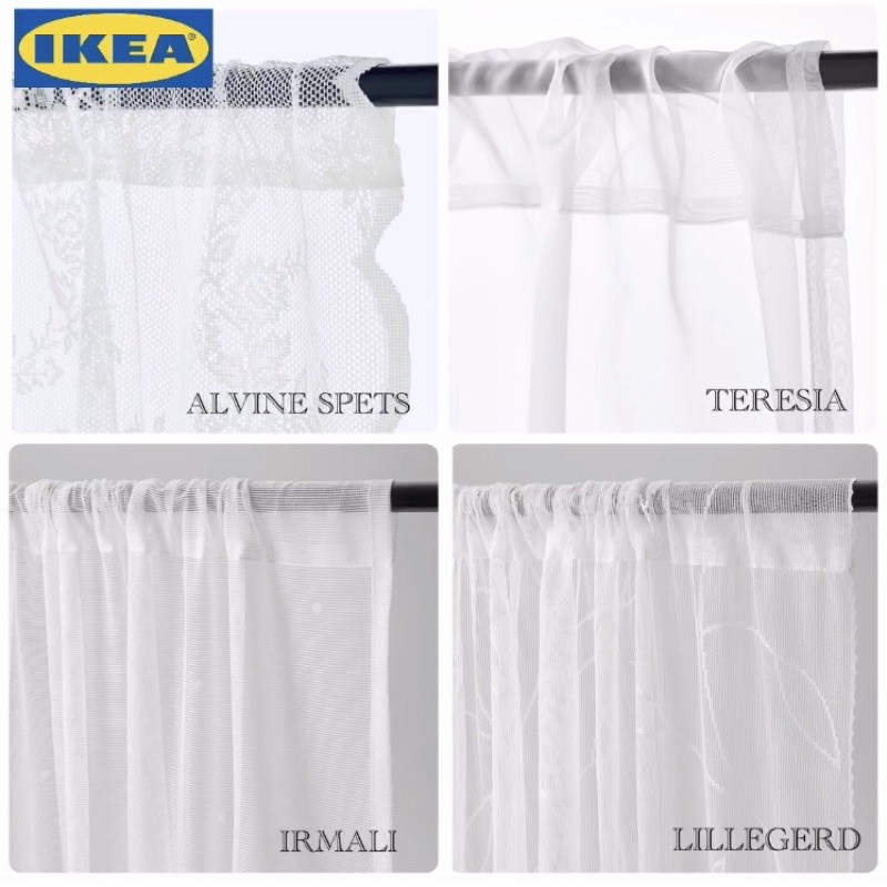 ผ้าม่านโปร่ง 1 คู่,มีให้เลือก 4 ลาย4รุ่นตามชอบ,สีขาว ขนาด 145x250 ซม.IKEA ของแท้ 💯%พร้อมส่ง!