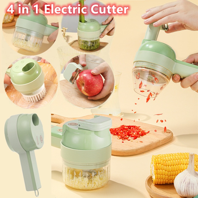 4 In 1 Multifunctional Electric Vegetable Cutter Slicer Garlic Mud ...