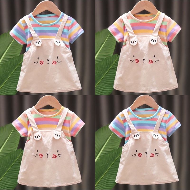 เดรสเสื้อลาย เอี้ยมแมว