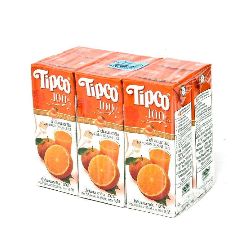 ทิปโก้ น้ำส้มแมนดาริน 100% 200 มล. แพ็ค 6 กล่อง Tipco Mandarin Orange Juice 100% 200 ml. Pack of 6 b