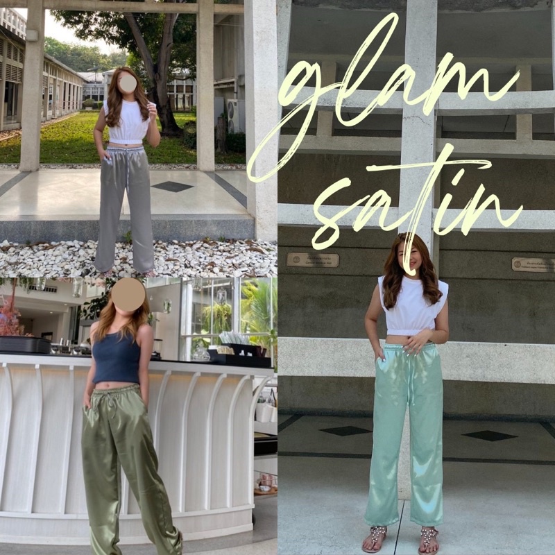 glam pants กางเกงผ้าซาติน กางเกงซาติน ขายาวซาติน
